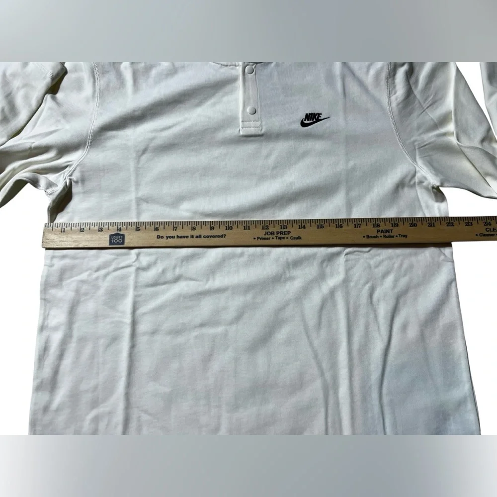 Nike‎ Men’s White Long Sleeve Henley Shirt Snap Button Size Medium